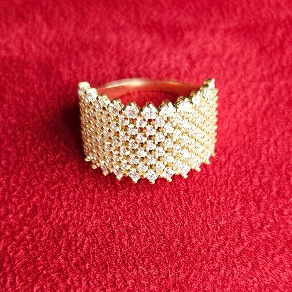 Savvy Cie 18K Gold Over Sterling Silver Band with Cubic Zirconia Stones - Picture 9 of 12